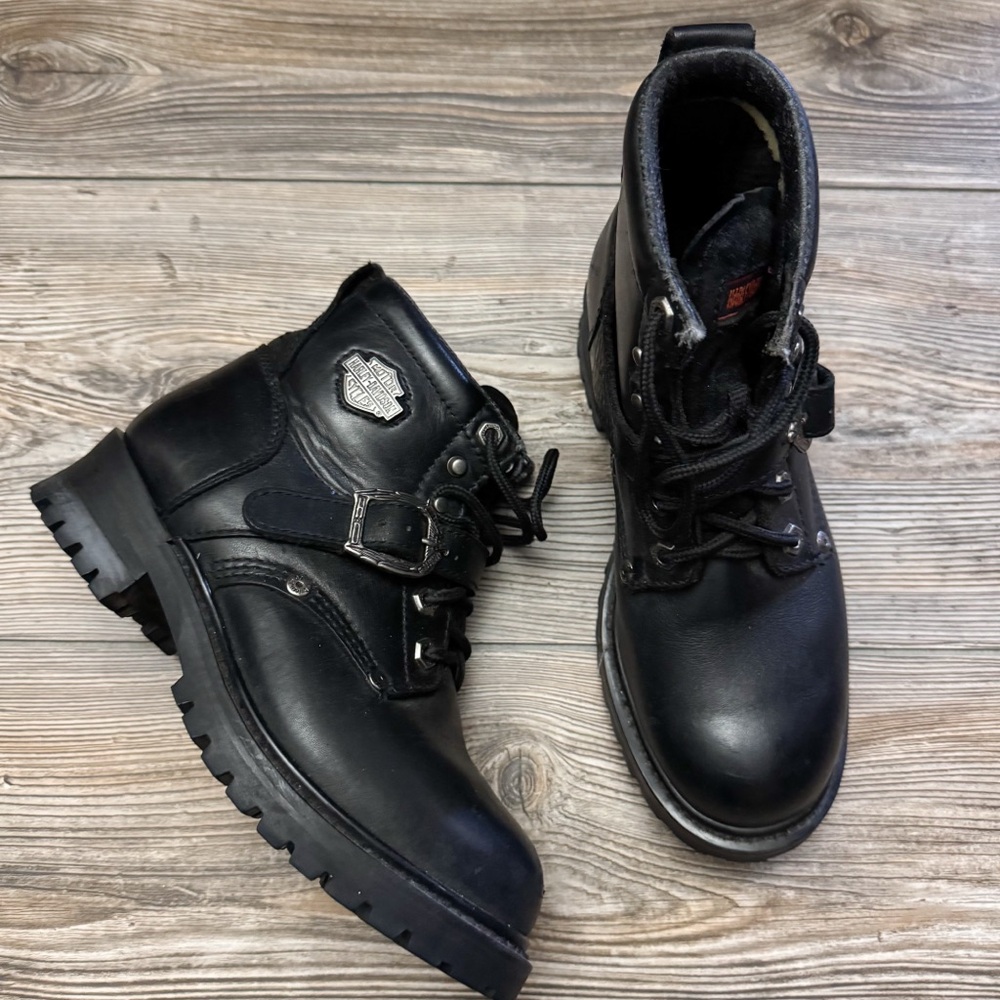Harley-Davidson Women’s Black Leather Riding Boots Sz. 7 - Picture 3 of 7